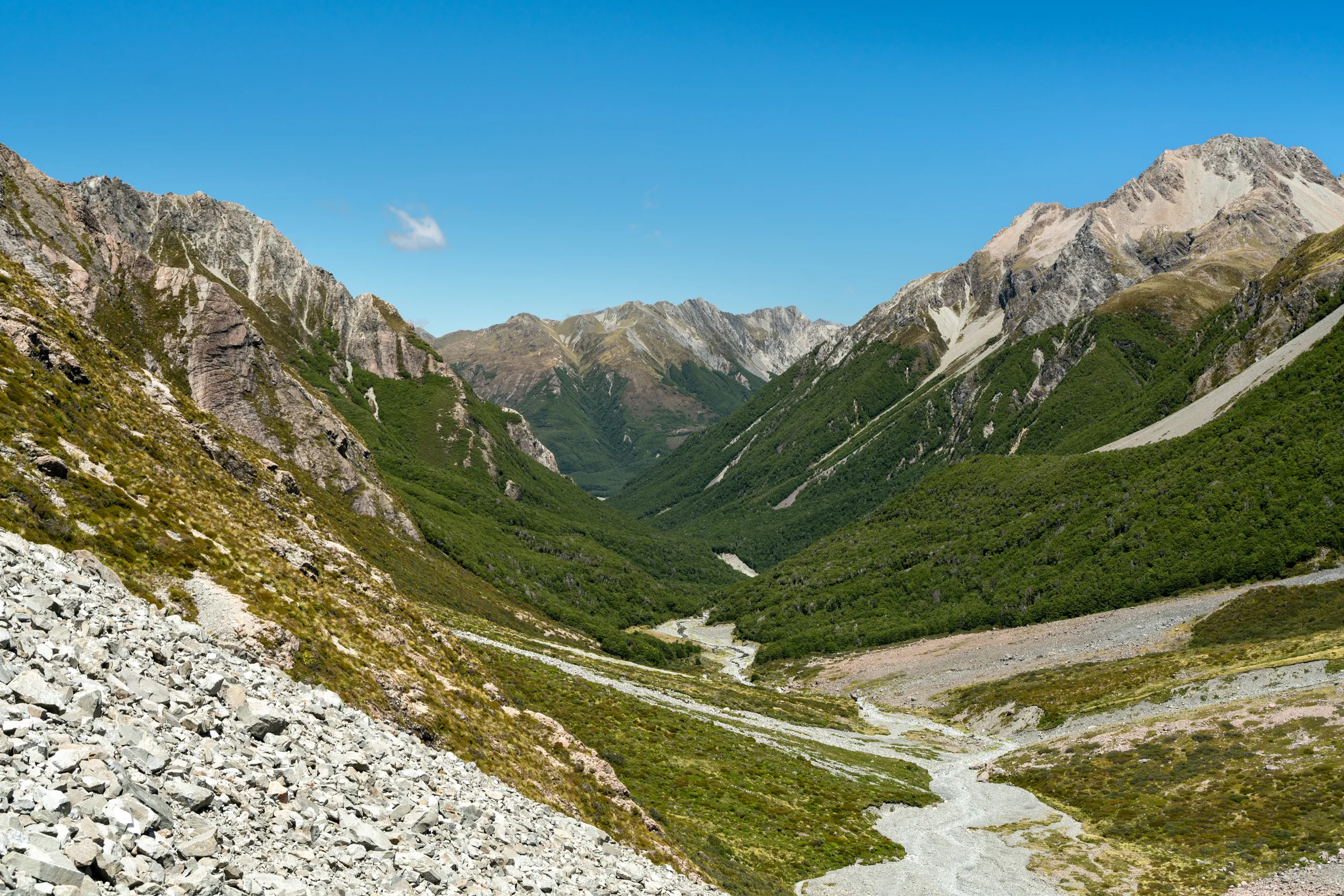 Looking down Crow Valley from the screen slope