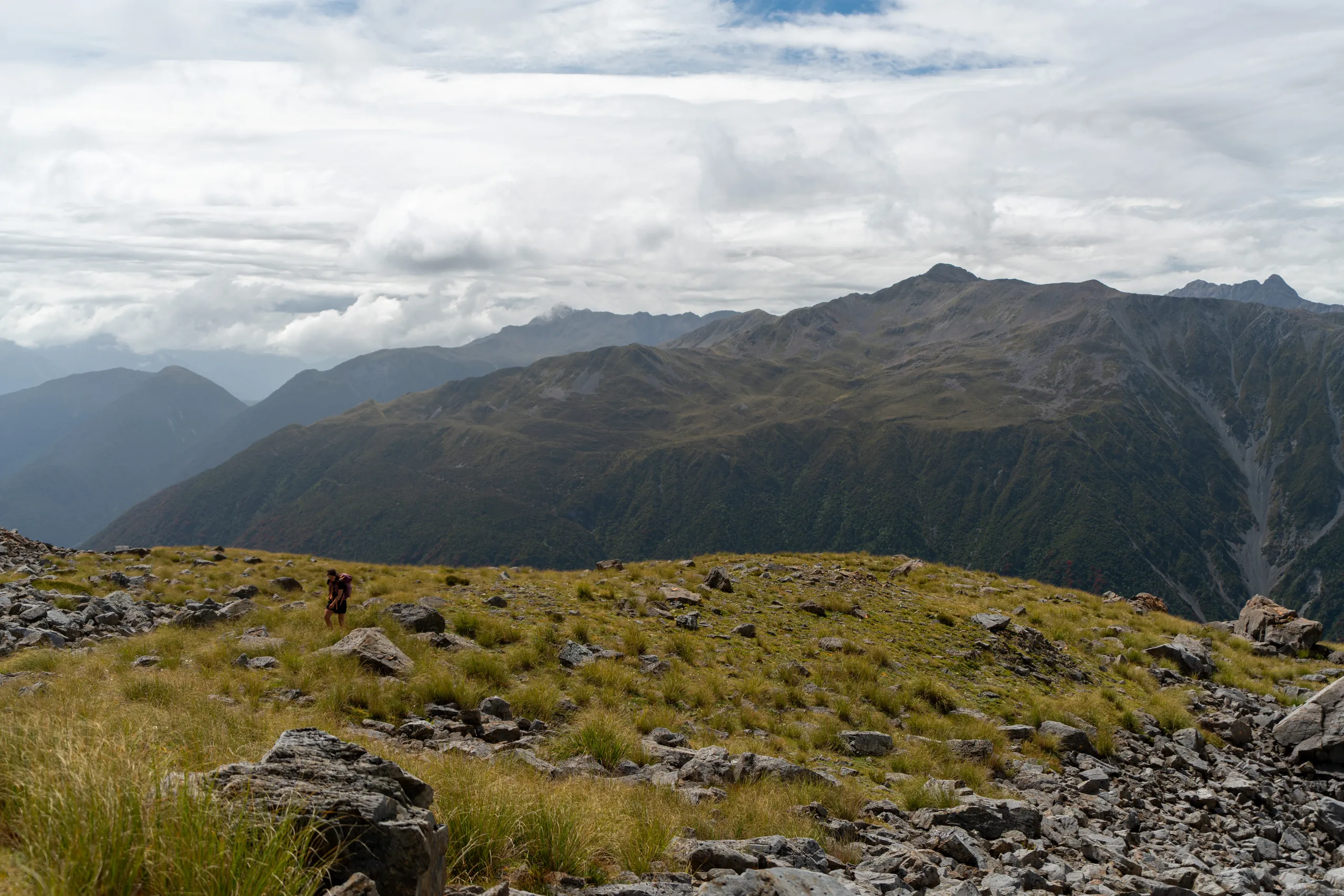 Travel along the open tops, with Goat Hill visible on the opposite side of the valley