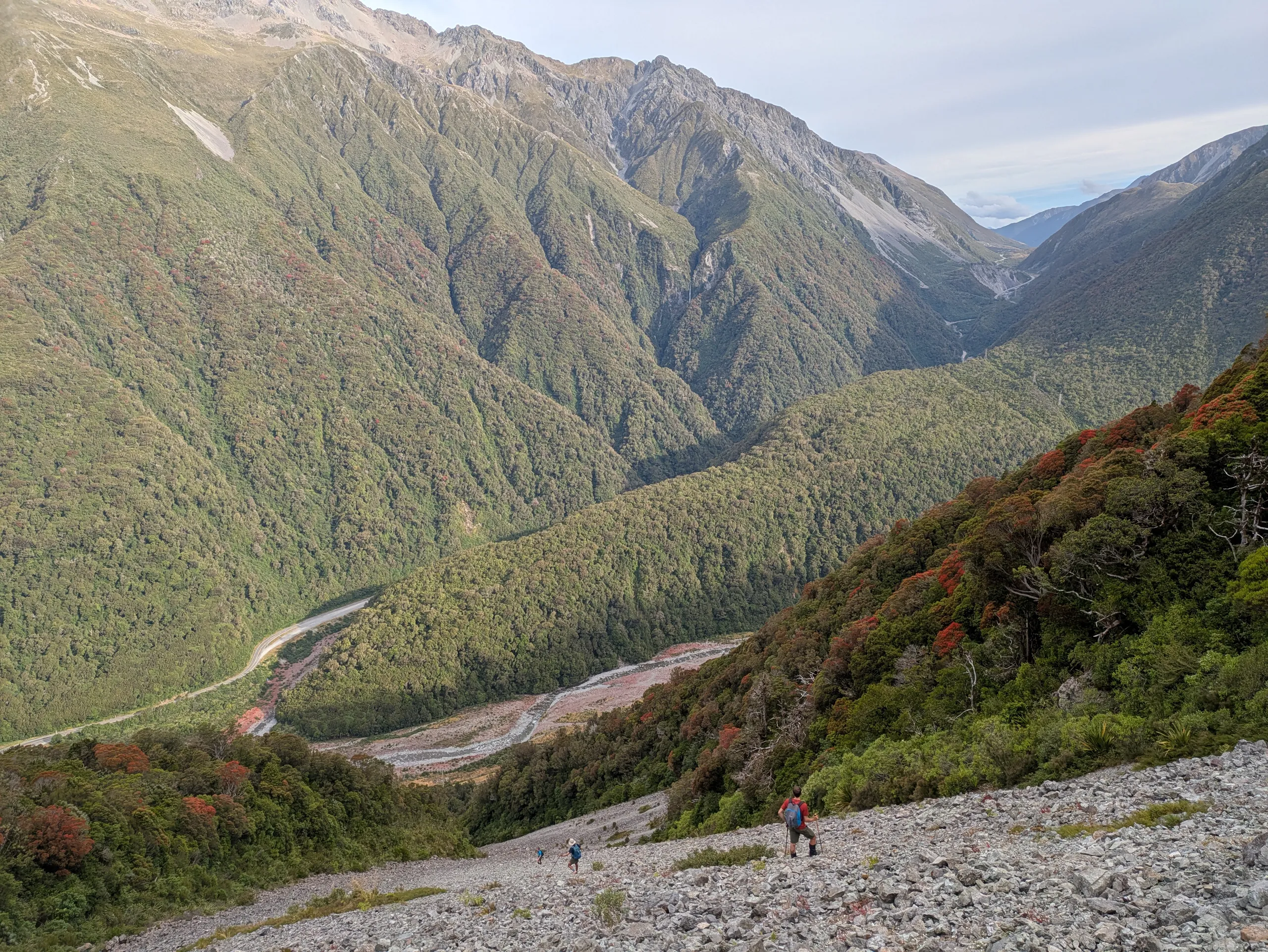 Lengthy scree descent below point 1265