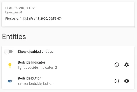 Screenshot of ESPHome button as seen in Home Assistant