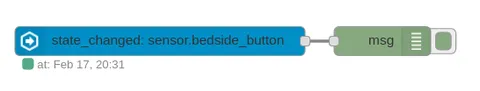 Screenshot of ESPHome button state debugging in Node-RED